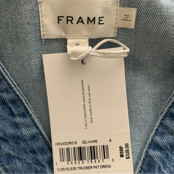 NWT Frame Denim Sleeveless Trucker Pocket Mini Dress - Picture 13 of 14